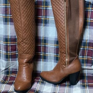 Knee high Zippered brown boots